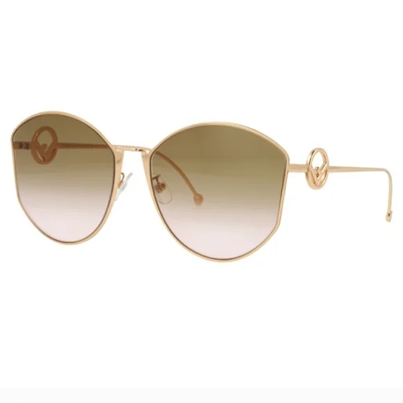 FENDI Gold Oversized Geometric Sunglasses Fendi Metal Disco Geometric Sunglasses FE 40051/U Gold  main image 4